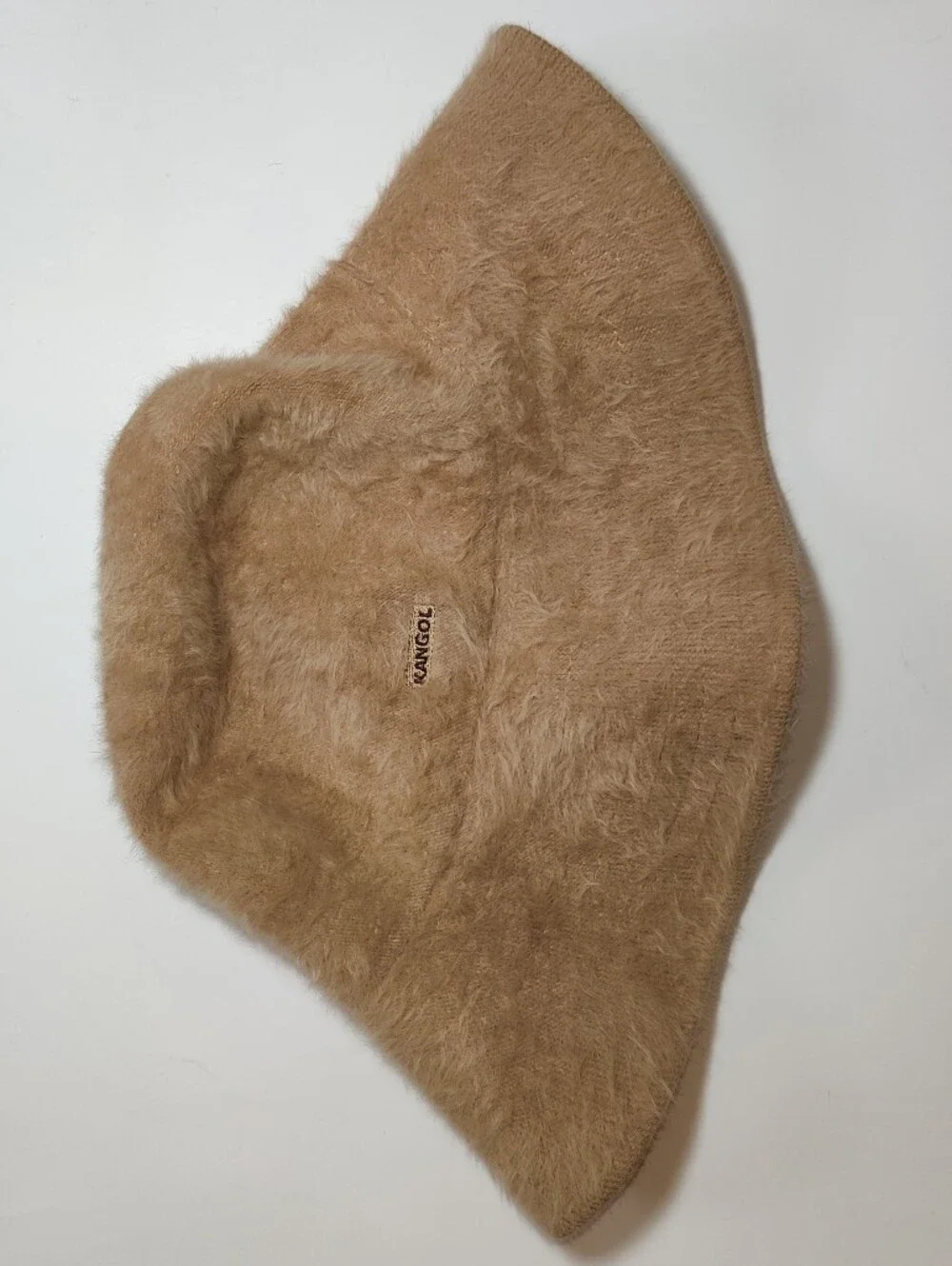 KANGOL blue Furgora Bucket Hat Womens Angora Wool Blend Tan Brown Fuzzy One Size